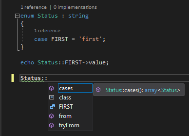 php enum IntelliSense