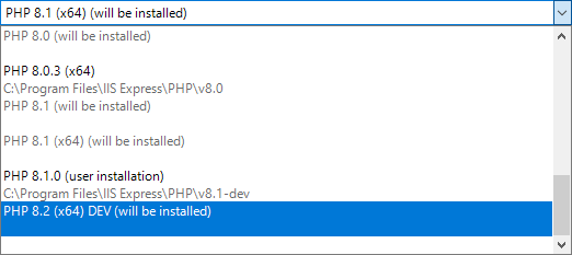 PHP 8.2 DEV installation